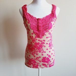 VDP Italian Women's Pink Floral Tank Top Size 42 / S
